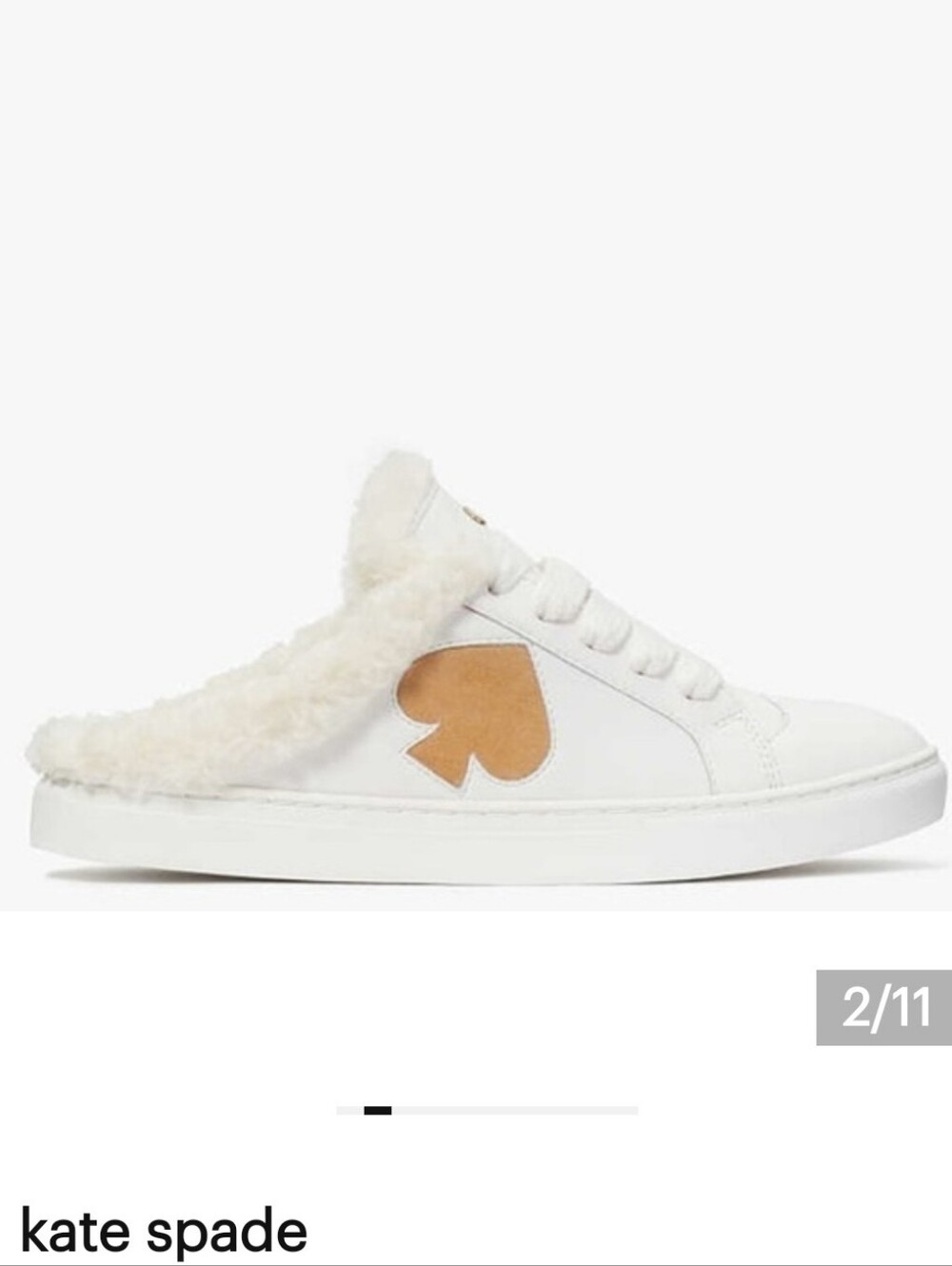 kate spade Fez Mule Winter Sneakers wurh White Faux Fur- Trim Sz 8.5